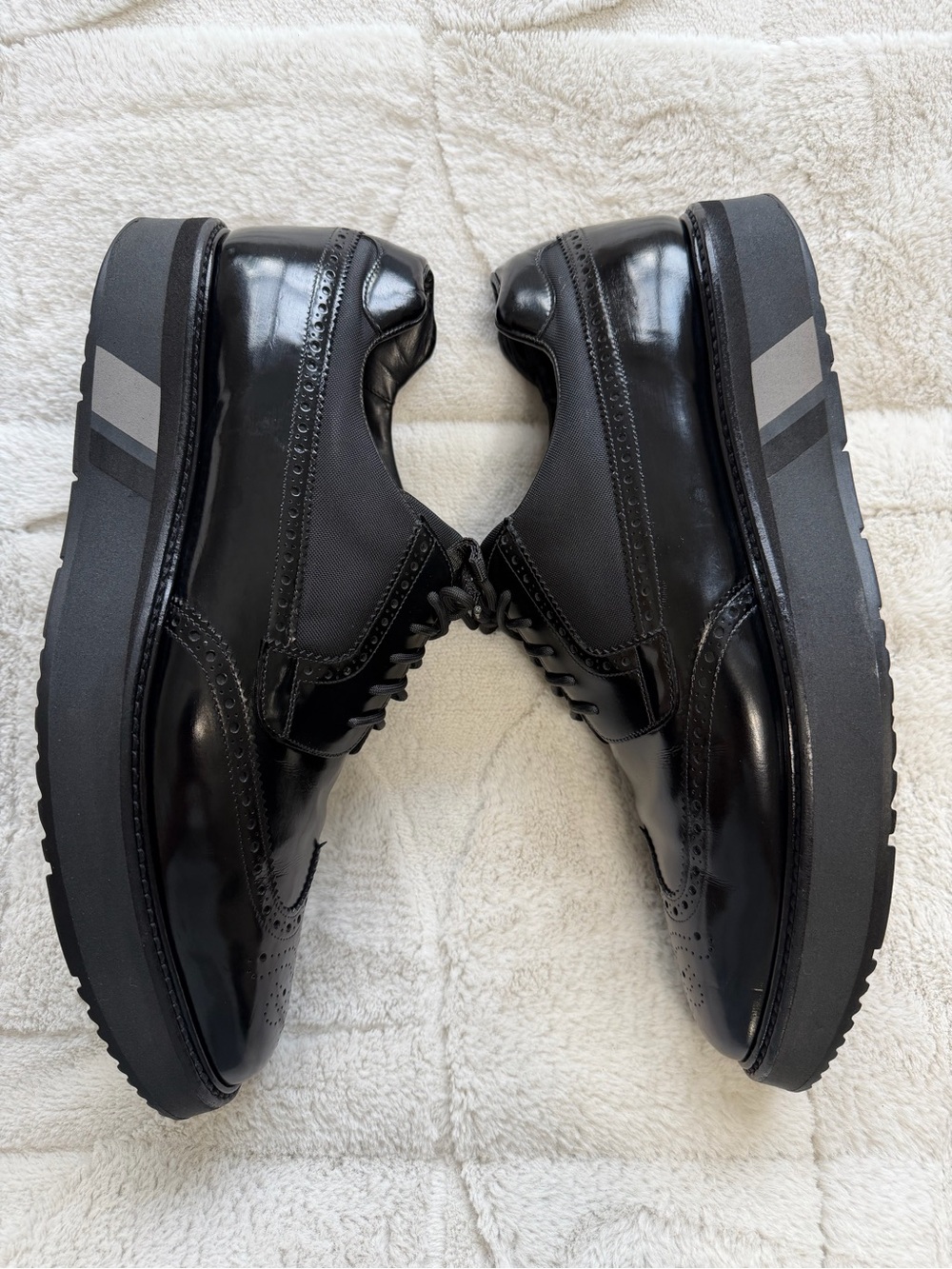 $1,150 Prada Men's Black Leather Platform Oxford Chunky Sole Brogues 11 12